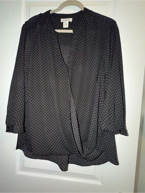 Rachel Zoe Black Geometric Draped Blouse
